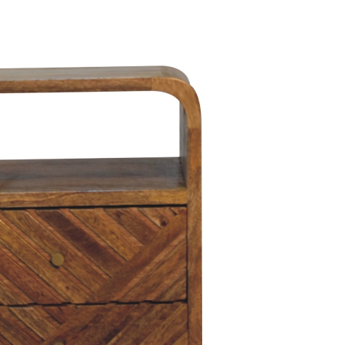 Artisan Furniture Solid Wood Mini Lille Curved Nightstand in oak-ish finish
