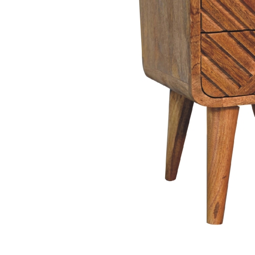 Artisan Furniture Solid Wood Mini Lille Curved Nightstand in oak-ish finish