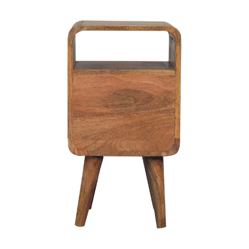 Artisan Furniture Solid Wood Mini Lille Curved Nightstand in oak-ish finish