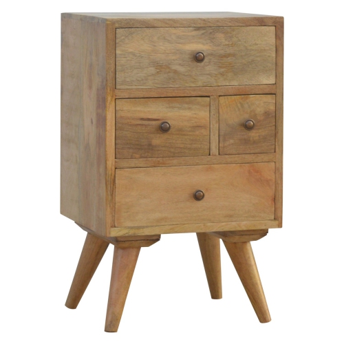 Artisan Furniture Solid Wood Nordic Style 4 Drawer Multi Nightstand in Oak-ish finish