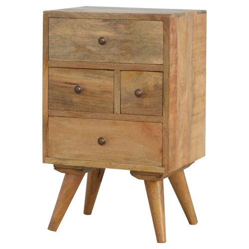 Artisan Furniture Solid Wood Nordic Style 4 Drawer Multi Nightstand in Oak-ish finish