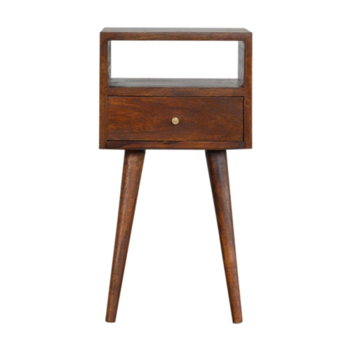 Artisan Furniture Solid Wood Mini Nightstand In Chestnut Finish
