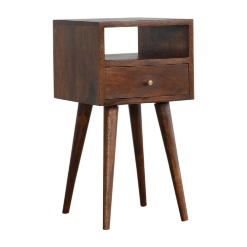 Artisan Furniture Solid Wood Mini Nightstand In Chestnut Finish