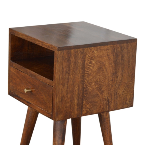 Artisan Furniture Solid Wood Mini Nightstand In Chestnut Finish