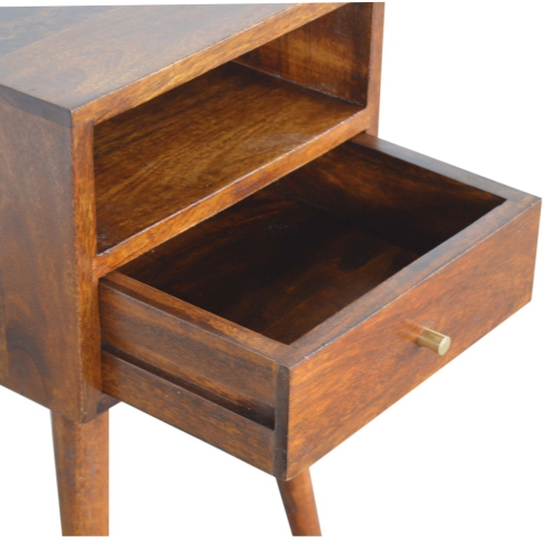 Artisan Furniture Solid Wood Mini Nightstand In Chestnut Finish