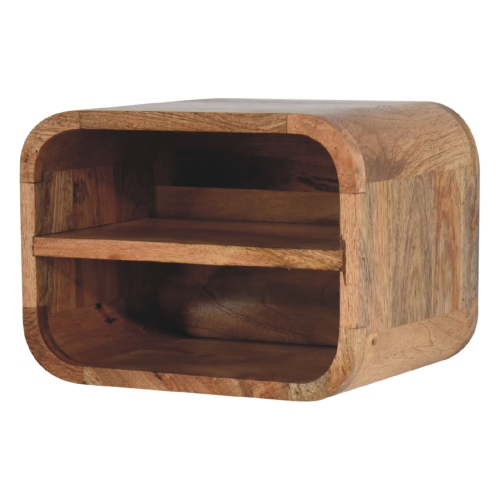 Artisan Furniture Solid Wood Floating Open Curve Nightstand In Oak-ish Finish