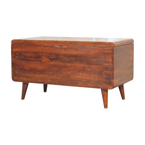 Artisan Furniture Curved Solid Wood Chestnut Blanket Box