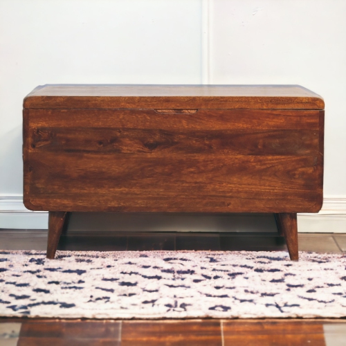 Artisan Furniture Curved Solid Wood Chestnut Blanket Box