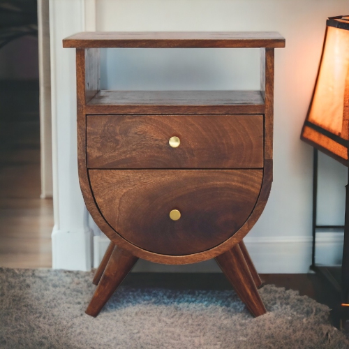 Artisan Furniture Solid Wood Split Nightstand In Chestnut Finish