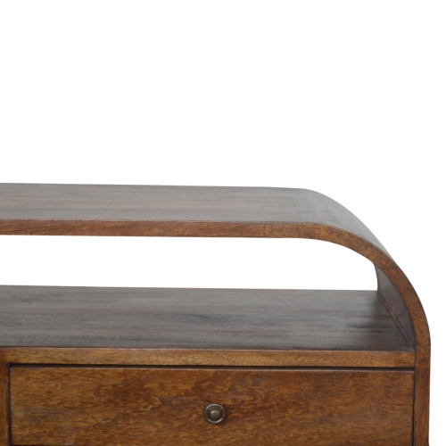 Artisan Furniture Solid Wood Curved Edge Media Unit with 2 Drawers In Chestnut Finish
