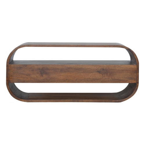 Artisan Furniture Solid Wood Curved Edge Media Unit with 2 Drawers In Chestnut Finish