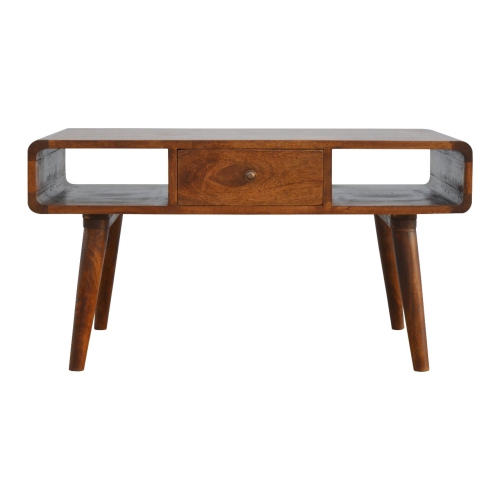 Artisan Furniture Solid Wood Curved Coffee Table in chestnut finish