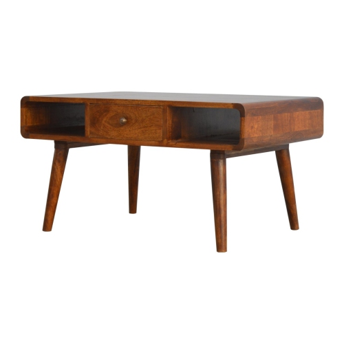 Artisan Furniture Solid Wood Curved Coffee Table in chestnut finish