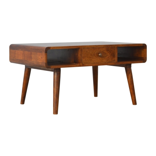 Artisan Furniture Solid Wood Curved Coffee Table in chestnut finish