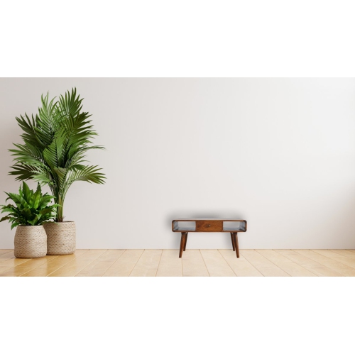 Artisan Furniture Solid Wood Curved Coffee Table in chestnut finish