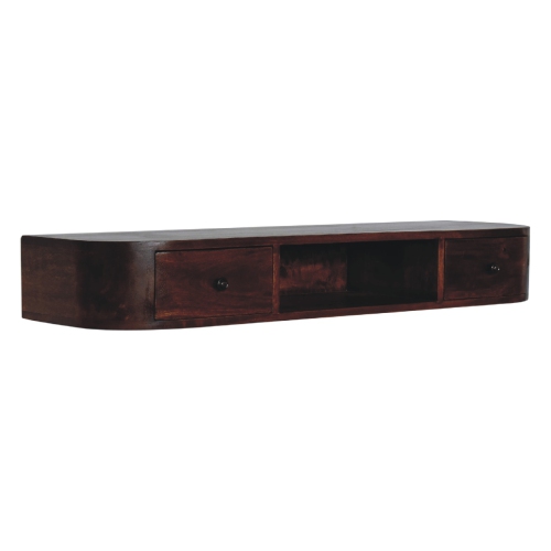 Artisan Furniture Solid Wood Lunar 2 Drawer Floating Console In Chestnut