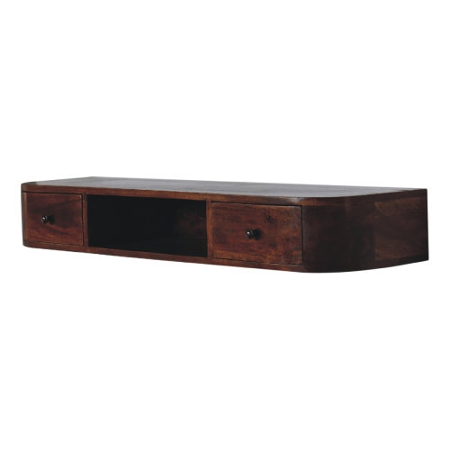 Artisan Furniture Solid Wood Lunar 2 Drawer Floating Console In Chestnut