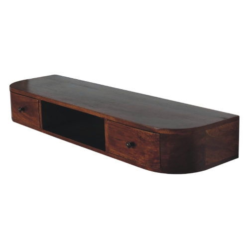 Artisan Furniture Solid Wood Lunar 2 Drawer Floating Console In Chestnut