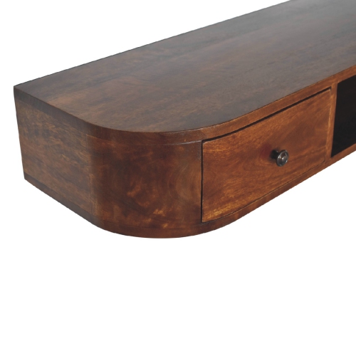 Artisan Furniture Solid Wood Lunar 2 Drawer Floating Console In Chestnut