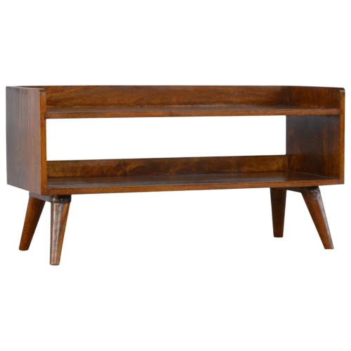 Artisan Furniture Solid Wood Chestnut Nordic Storage Bench in Chestnut Finish