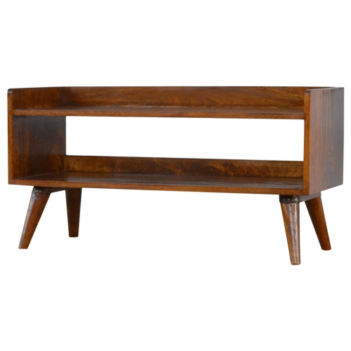 Artisan Furniture Solid Wood Chestnut Nordic Storage Bench in Chestnut Finish
