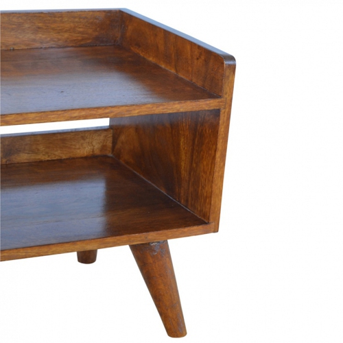 Artisan Furniture Solid Wood Chestnut Nordic Storage Bench in Chestnut Finish
