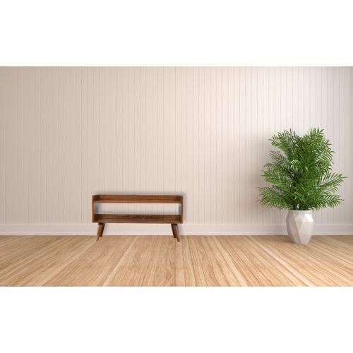 Artisan Furniture Solid Wood Chestnut Nordic Storage Bench in Chestnut Finish