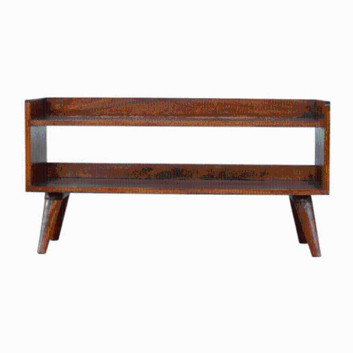 Artisan Furniture Solid Wood Chestnut Nordic Storage Bench in Chestnut Finish