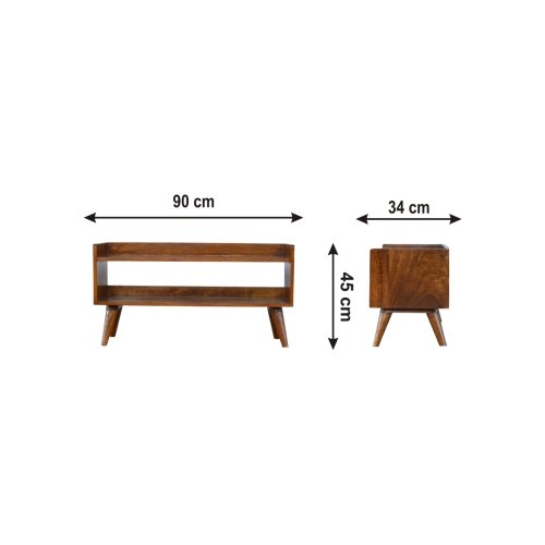 Artisan Furniture Solid Wood Chestnut Nordic Storage Bench in Chestnut Finish