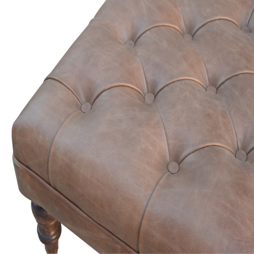 Artisan Furniture Buffalo Leather Ottoman In Walnut Finish