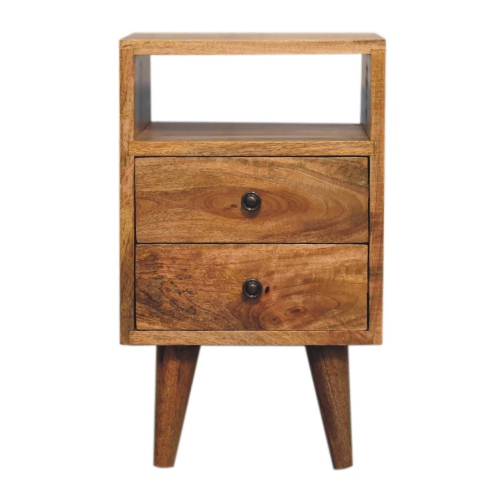 ARTISAN FURNITURE  Mini Oak-Ish Classic Open 2 Darwer Solid Wood Nightstand