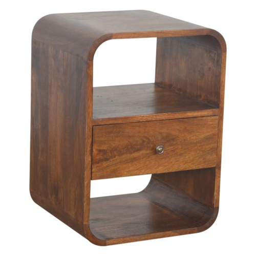 Artisan Furniture Solid Wood Curved Edge Nightstand In Chestnut Finish