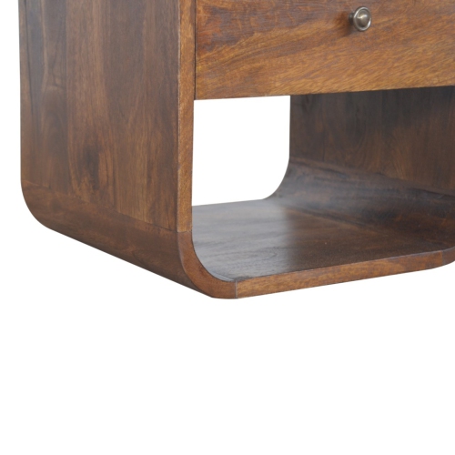 Artisan Furniture Solid Wood Curved Edge Nightstand In Chestnut Finish