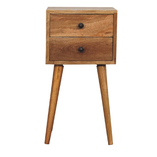 Artisan Furniture Solid Wood Mini 2 Drawer Nightstand In Oak-ish Finish