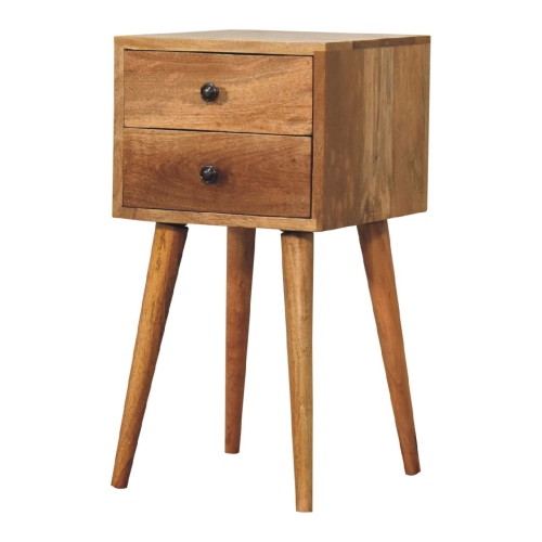Artisan Furniture Solid Wood Mini 2 Drawer Nightstand In Oak-ish Finish