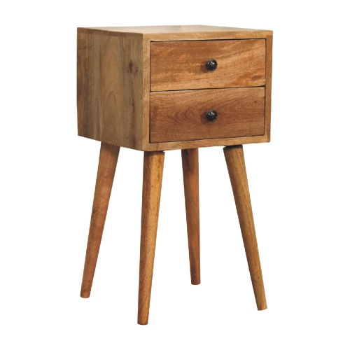 Artisan Furniture Solid Wood Mini 2 Drawer Nightstand In Oak-ish Finish