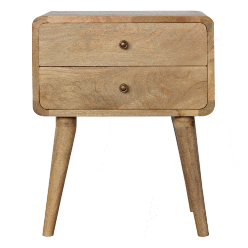 Artisan Furniture Solid Wood Curved Oak-ish Nightstand
