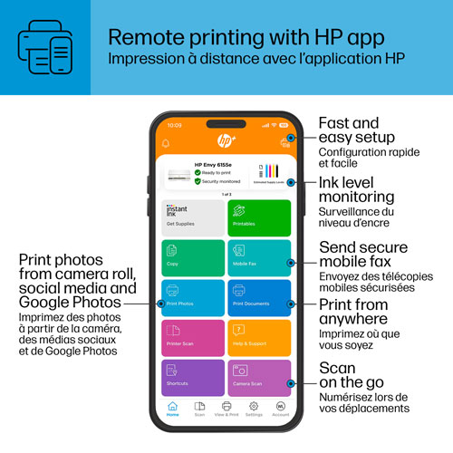 Imprimante à jet d'encre tout-en-un 6155e de HP - Essai de 3 mois de Instant Ink de HP inclus*