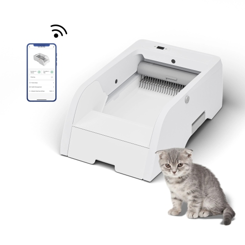 WENHOME Scoop Free Automatic Self-Cleaning Litter Box: Superior Odor Control, Extremely Easy Cleanup, Multi-Cat Friendly