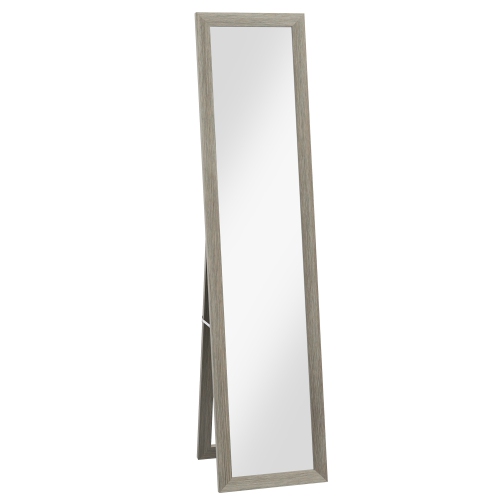 HOMCOM – Miroir pleine longueur 61 x 15 po, miroir au sol, miroir rectangulaire à corps complet pour chambre à coucher, salon, gris