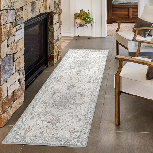 NIERBO  3' X 8' Runner Rug Washable Rug Area Rug Vintage Rug Hallway Boho Non-Slip Rug Faux Wool Low-Pile Floor Carpet for Kitchen Bathroom Bedroom