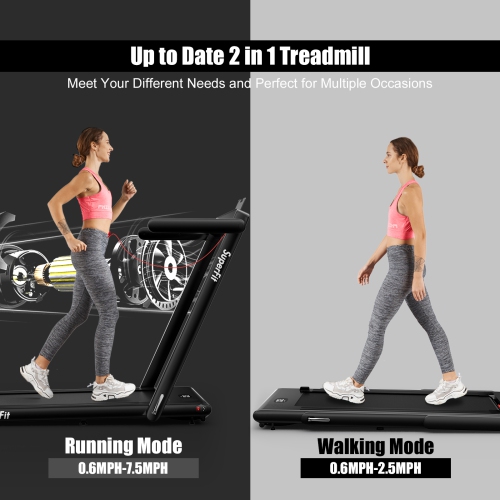Superfit 2 in 1 Under Desk Treadmill, 2.5HP Folding Treadmills for Home Office w/Smart APP, Remote Control, LED Display, Bluetooth Speaker, Foldable