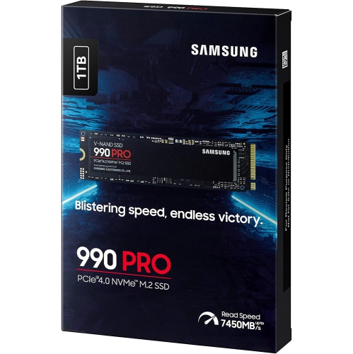 SAMSUNG 990 Pro 1TB Gen4 NVMe SSD 7450MB/s 6900MB/s R/W 1550K/1200K IOPS 600TBW 1.5M Hrs MTBF for PS5 5yrs