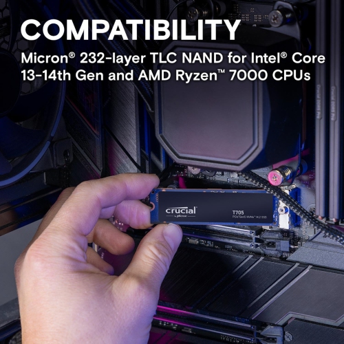 New 2024 Crucial T705 4TB PCIe Gen5 NVMe M.2 SSD - Up to 14,100 MB/s - Game Ready - Internal Solid State Drive - +1mo Adobe CC - CT4000T705SSD3