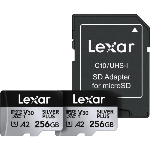 Lexar 256GB Professional Silver Plus microSDXC Memory Card, UHS-I, C10, U3, V30, Full-HD & 4K Video, Up to 205/150 MB/s Read/Write
