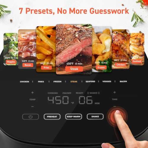 COSORI Air Fryer 5Qt(4.7L), 9-In-1 Less Oil Airfryer Oven, UP to 450℉, Quiet Operation, 30 Exclusive Recipes, Nonstick Basket, Compact, Dishwasher