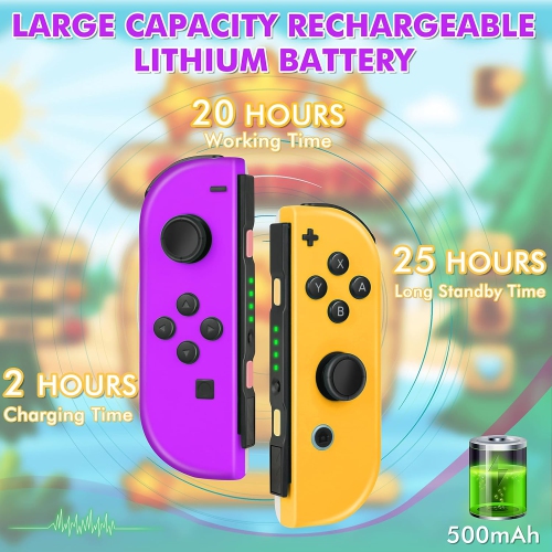 Switch Controller for Nintendo Switch Dual Vibration/Wake-up/Motion Control - Purple & Orange