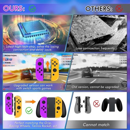 Switch Controller for Nintendo Switch Dual Vibration/Wake-up/Motion Control - Purple & Orange