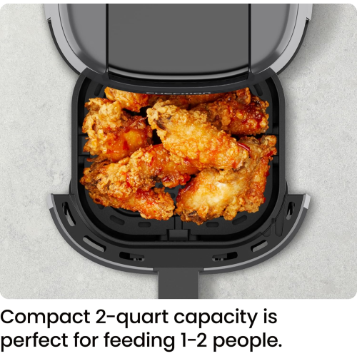 CHEFMAN 2 Qt Mini Air Fryer – Digital Space-Saving Compact Air Fryer with Nonstick and Dishwasher Safe Basket, Quick & Easy Meals in Minutes,
