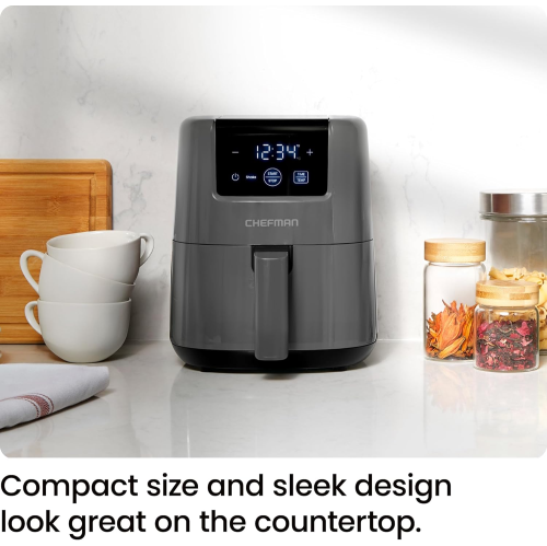 CHEFMAN 2 Qt Mini Air Fryer – Digital Space-Saving Compact Air Fryer with Nonstick and Dishwasher Safe Basket, Quick & Easy Meals in Minutes,